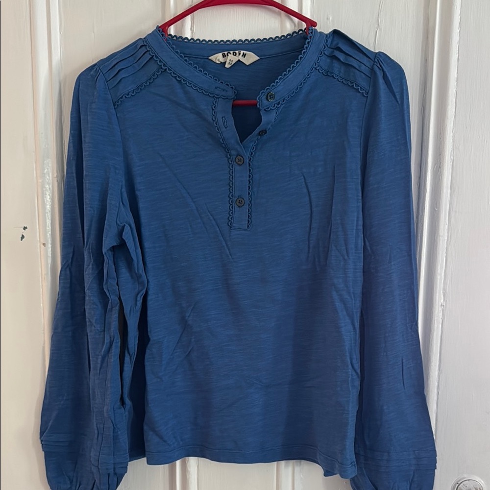 Boden Azure Button-Up Top